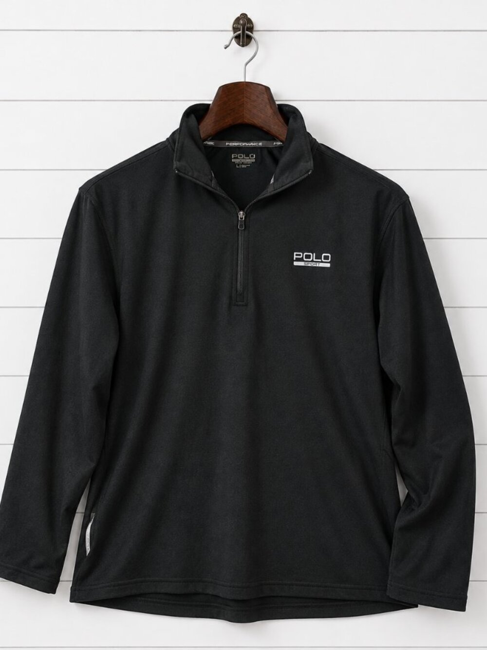 Polo Sport Ralph Lauren Men’s L Black Performance 1/4 Zip Athletic Pullover